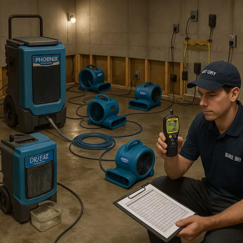 Structural Drying and Dehumidification process in Eddyville, IA
